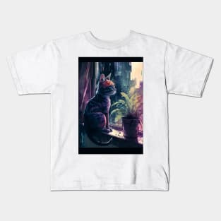 Lofi Cyberpunk Cat Kids T-Shirt